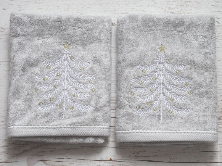 Набор кухонных полотенец Pavia Christmas tree V3 серый 45x70 см