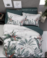 Постільна білизна First Choice Palm garden oil green сатин 3D євро 