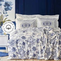 Набор постельное белье с покрывалом пике Karaca Home Amar mavi pike jacquard евро