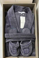 Чоловічий махровий халат + капці Maison Dor Boswell grey сірий