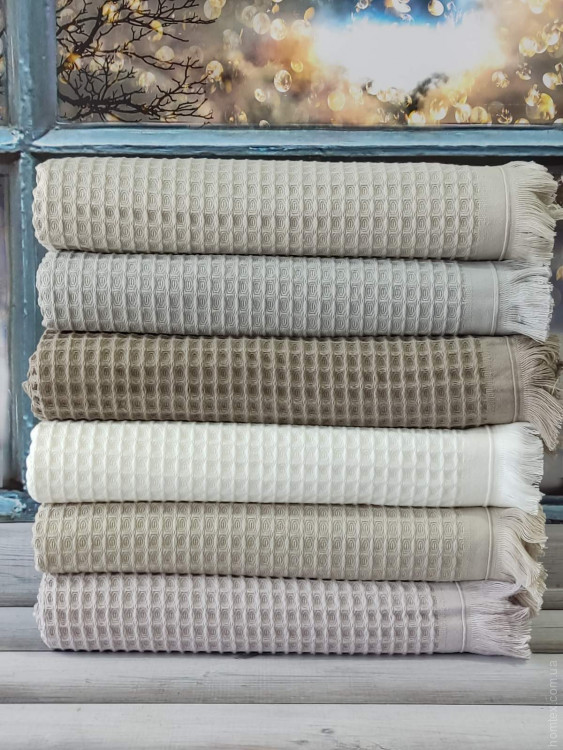 Набор вафельных полотенец Pupilla из 6 шт. 70х140 см с бахромой., модель 1 Набор вафельных полотенец Pupilla из 6 шт. 70х140 см с бахромой., модель 1