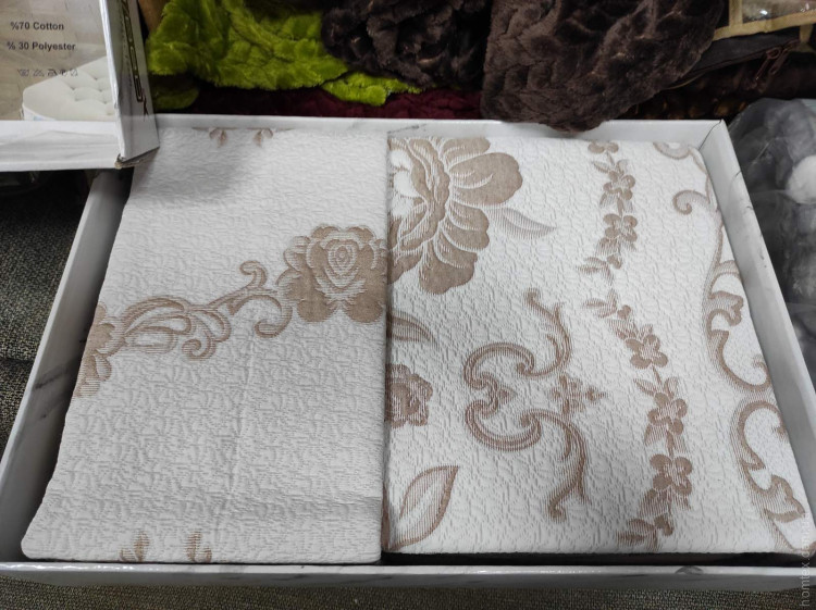 Покрывало хлопковое стёганное Birhome Ezgi Beige 240x260 см с наволочками