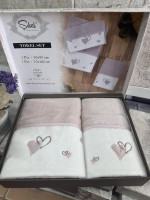 Набор махровых полотенец из 2-х штук Sikel Сердечки 50x90+70x140 см, модель 3 Набор махровых полотенец из 2-х штук Sikel Сердечки 50x90+70x140 см, модель 3