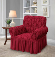 Чохол на крісло жакардовий Love You бордовий