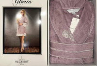 Халат махровий жіночий Maison D'or Gloria фіолетовий короткий (до коліна)