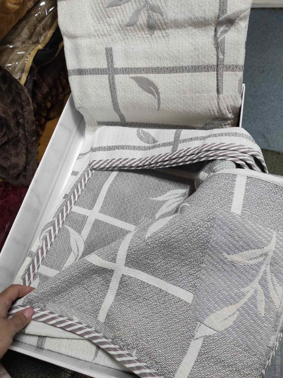 Покрывало хлопковое стёганное Birhome Soft Grey (светло-серое) 240x260 см с наволочками