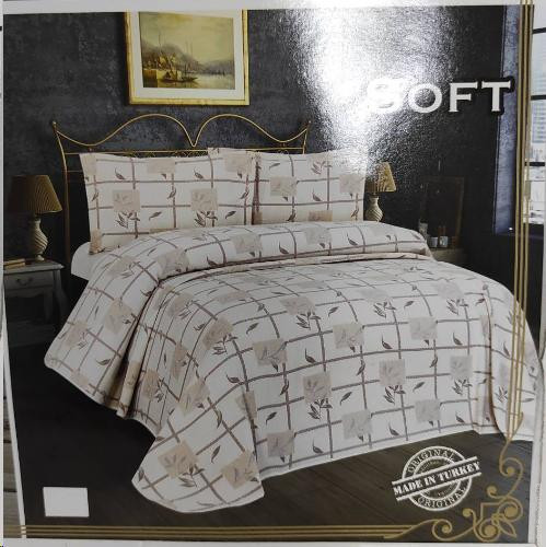 Покрывало хлопковое стёганное Birhome Soft Grey (светло-серое) 240x260 см с наволочками