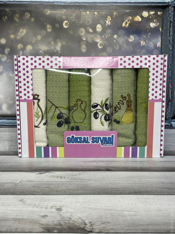 Набор вафельных кухонных полотенец Goksal Suvari 40x60 см из 6-ти шт, модель 2
