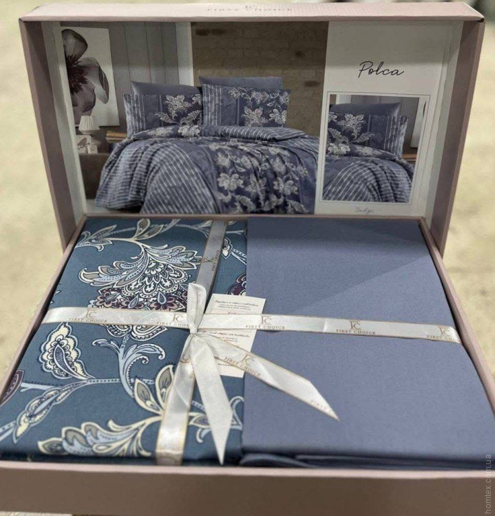 Постельное белье First Choice Polca indigo евро