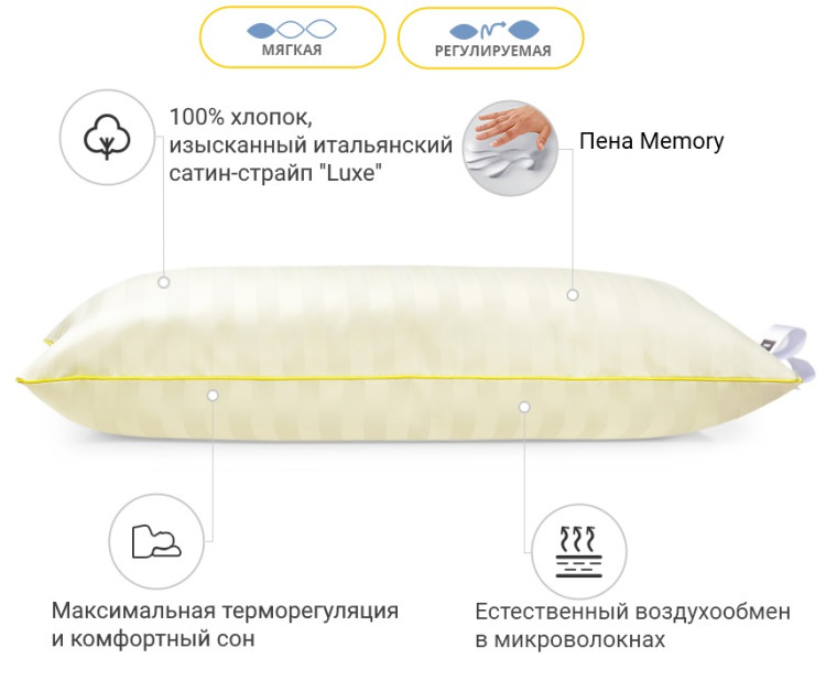 Подушка Memory Mirson Carmela Hand Made 40x60 см, №1483 мягкая