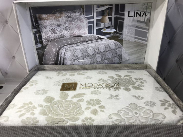 Покрывало жаккардовое с наволочками Moda box Lina 240х260 см оливковое