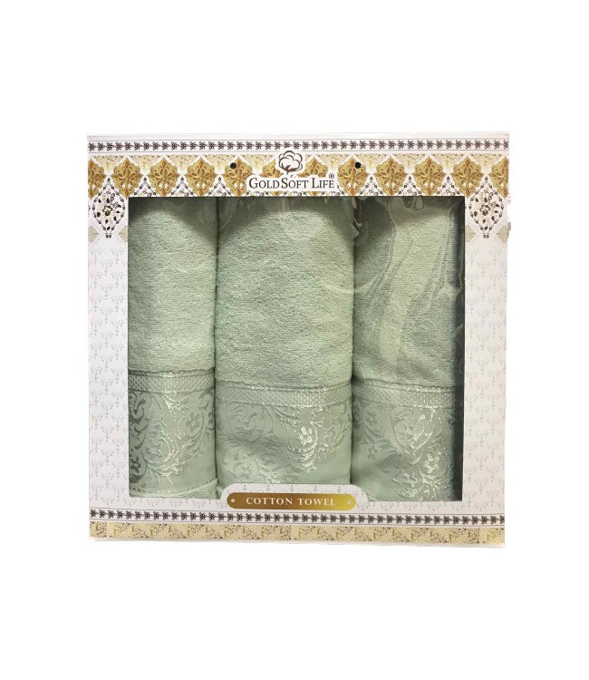 Набор полотенец Gold Soft Life Hindistan из 3 шт. 50х90 см и 70х140 см зеленый