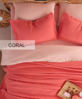 Покривало бавовняне Istanbul Zen Stone Coral 230x250 см з наволочками 50х70 см