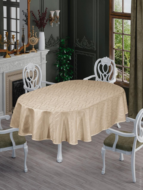 Скатерть овальная тефлоновая Maison Royale Nergis 160x220 см бежевая
