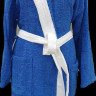 Халат хлопковый женский короткий S/M/L синий с белым капюшоном Roggen Art