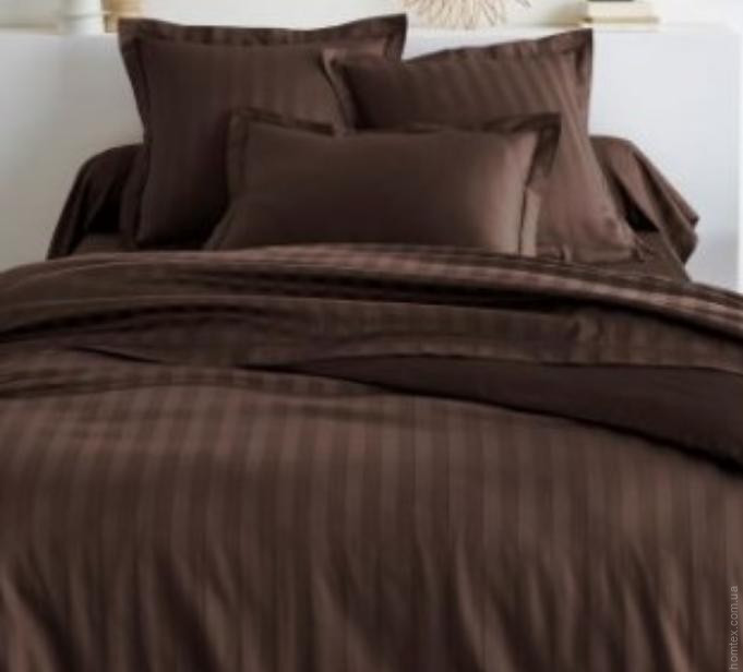Пододеяльник Almira Mix страйп сатин шоколадный (полоса 1 см) 140х200 см