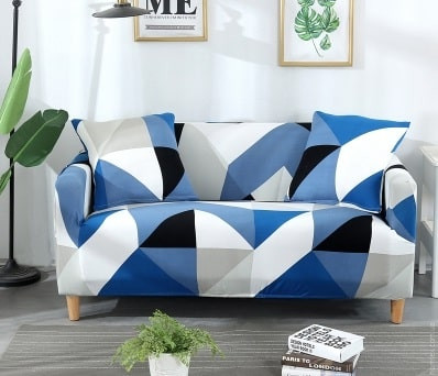 Чехол на двухместный диван HomyTex принт Ромб сине-голубой