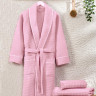 Халат вафельний Zeron жіночий з окантовкою по краях, персиковий.