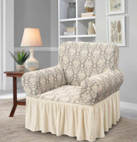 Чохол на крісло жаккардовий Love You кремовий