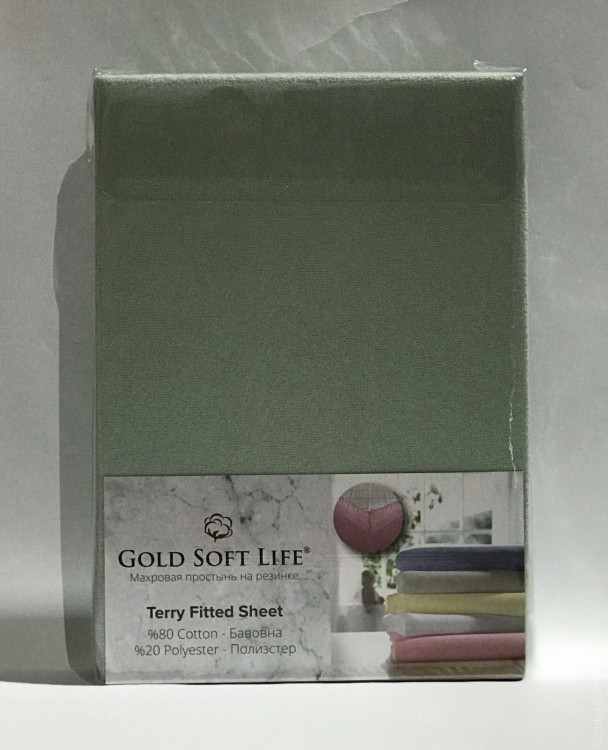 Простынь махровая на резинке Gold Soft Life Terry Fitted Sheet 90х200 см ментол