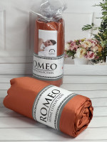 Простирадло сатинова Romeo Home 180x200+30 см з наволочками цегляне