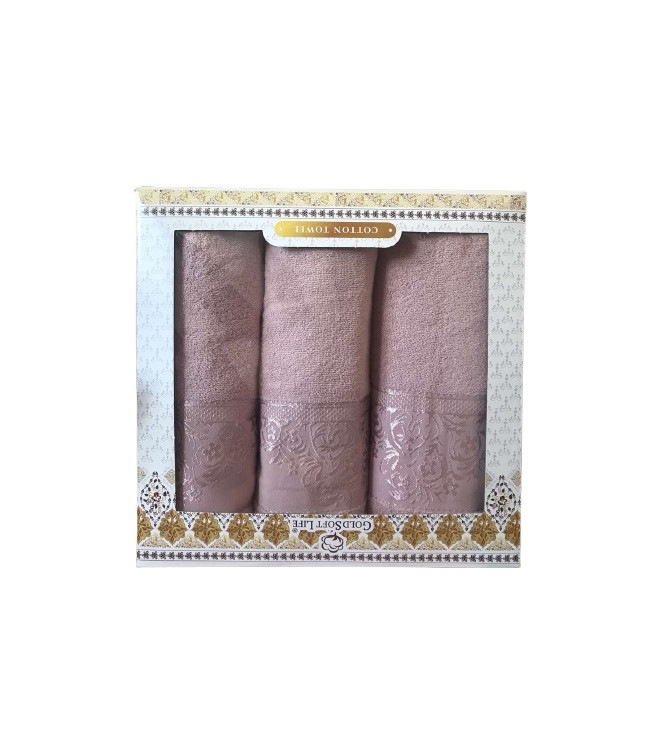 Набор махровых полотенец Gold Soft Life Hindistan из 3 шт. 50х90 см и 70х140 см пудровый