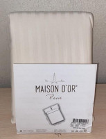 Простынь сатин-страйп Maison Dor 240х260 см с наволочками молочная