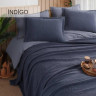 Покривало бавовняне Istanbul Zen Stone Indigo 230x250 см з наволочками 50х70 см 