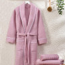 Халат вафельний Zeron жіночий з окантовкою по краях, рожевий