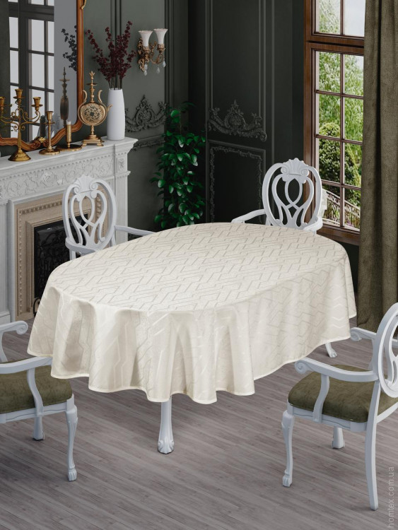 Скатерть овальная тефлоновая Maison Royale Nergis 160x220 см кремовая
