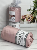 Простирадло сатинове Romeo Home 180x200+30 см з наволочками пудрова