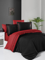 Постельное белье First Choice Satin de luxe red-black евро 