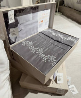 Постельное белье Apricitas Etta Grey с вышивкой евро