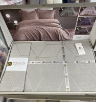 Покрывало жаккардовое Moda Box Ferda 240x260 см серо-бежевое с наволочками
