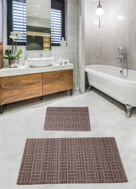 Набор ковриков для ванной комнаты Diva Parca Beige Brown 60x100+50x60 см