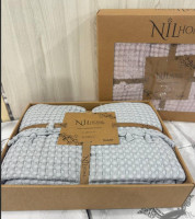 Муслиновое пике - покрывало Nil Home 200х220 см серое