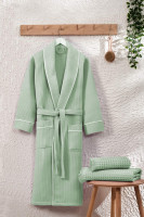 Халат вафельний Zeron жіночий з окантовкою по краях, м'ятний