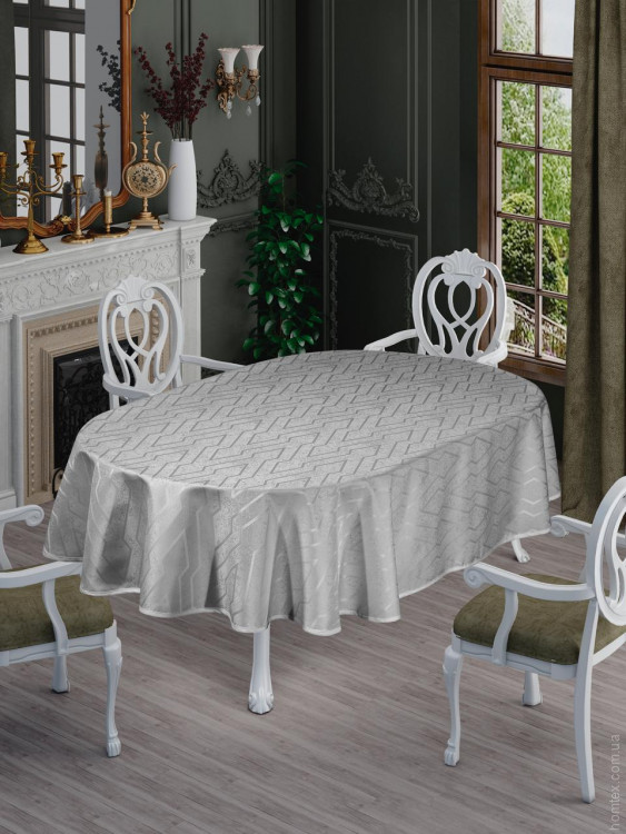 Скатерть овальная тефлоновая Maison Royale Nergis 160x220 см серая