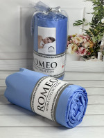 Простирадло сатинова Romeo Home 180x200+30 см з наволочками блакитна