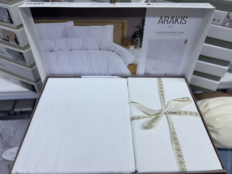 Постельное белье Aran Clasy Ranforce Arakis V-7 евро с вышивкой
