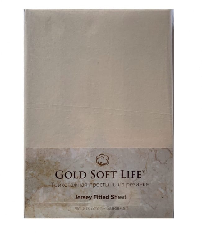 Простынь трикотажная на резинке Gold Soft Life Terry Fitted Sheet 180х200 см кремовая