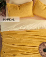 Покривало бавовняне Istanbul Zen Stone Hardal 230x250 см з наволочками 50х70 см