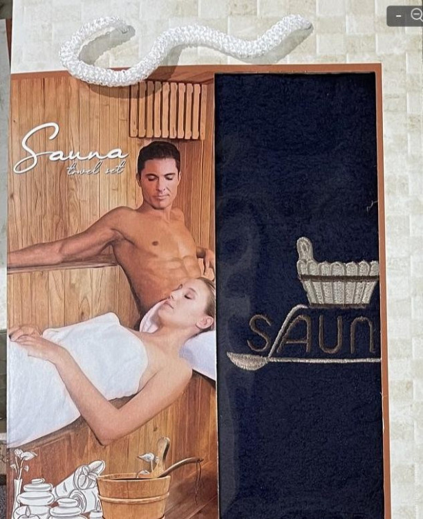 Мужской набор для сауны Sauna Set (юбка на липучке + полотенце), темно-синий