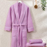 Халат вафельний Zeron жіночий з окантовкою по краях, фіолетовий.