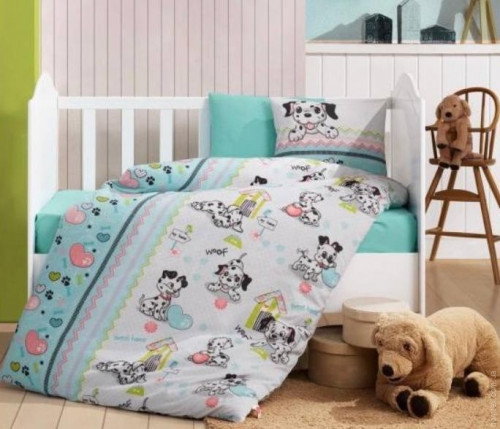 Постельное белье Cotton Box Dalmacyali mint (мятное) фланель для новорожденных