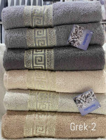 Набір махрових рушників Hanibaba Grek із 6 шт. 70х140 см. сірі + бежеві