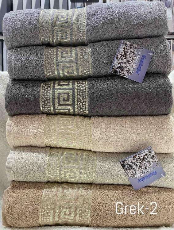 Набір махрових рушників Hanibaba Grek із 6 шт. 70х140 см. сірі + бежеві