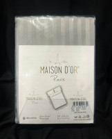 Простынь сатин-страйп Maison Dor 240х260 см с наволочками Серая