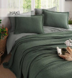 Покривало бавовняне Istanbul Zen Stone Haki 230x250 см з наволочками 50х70 см