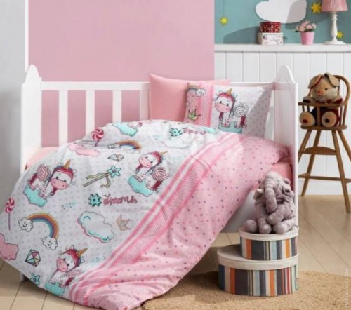 Постельное белье Cotton Box Unicorn pembe (розовое) фланель для новорожденных